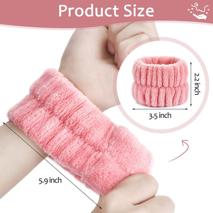 Wykodra 6-Pack Absorbent Face Wash Wrist Bands - Microfiber Spa Wristbands for Women and Girls, Prevent Water from Spilling Down Arms
