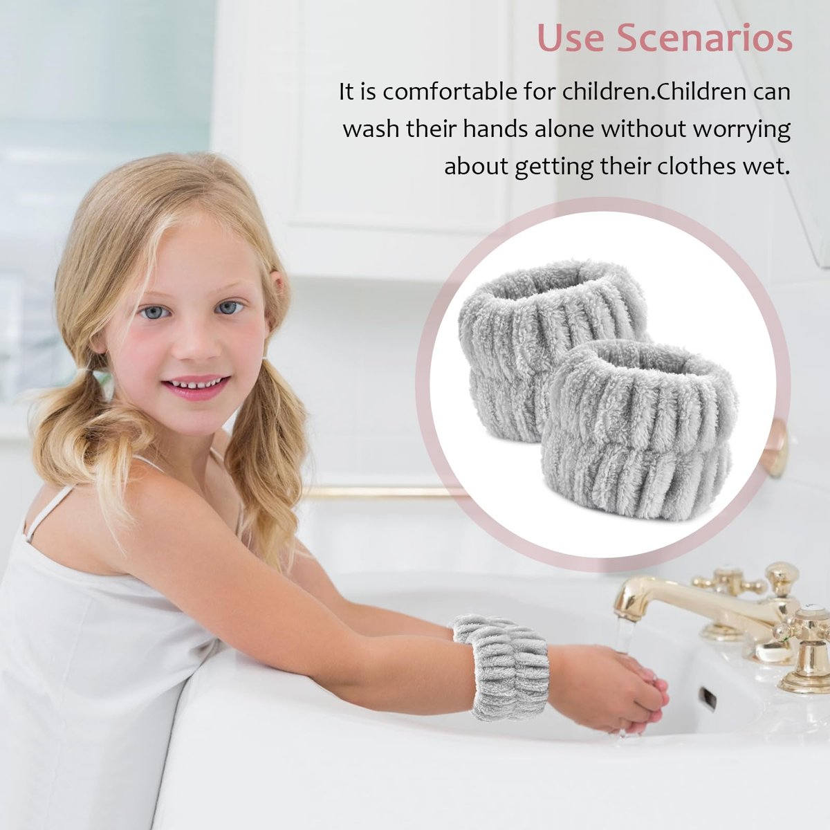 Wykodra 6-Pack Absorbent Face Wash Wrist Bands - Microfiber Spa Wristbands for Women and Girls, Prevent Water from Spilling Down Arms - görsel 9