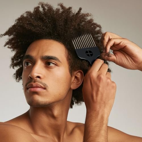 3 Pack Afro Hair Picks for Men and Women, Cpoxixt Metal Afro Comb Picks for Natural Curly Hair Styling Fist Design (Black) - görsel 4