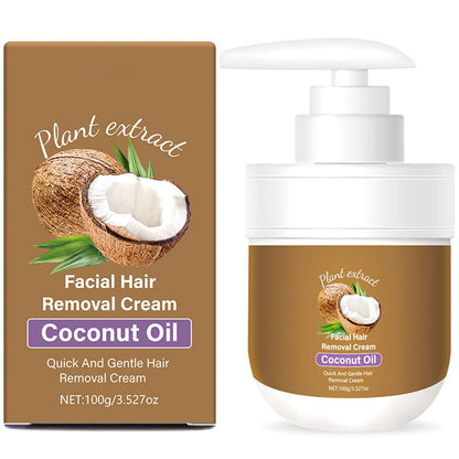 Gentle Facial Depilatory Cream for Women – Coconut Hair Remover for Upper Lip & Chin, Sensitive Skin, 3.52 Fl Oz