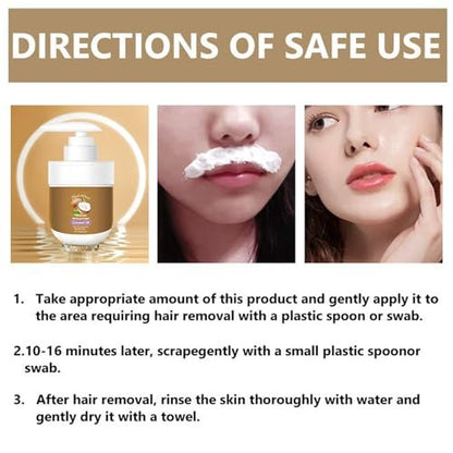 Gentle Facial Depilatory Cream for Women – Coconut Hair Remover for Upper Lip & Chin, Sensitive Skin, 3.52 Fl Oz