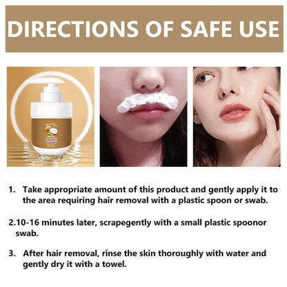 Gentle Facial Depilatory Cream for Women – Coconut Hair Remover for Upper Lip & Chin, Sensitive Skin, 3.52 Fl Oz