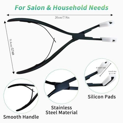 Professional Tape in Hair Extension Tools Kit – Stainless Steel Sealing Clamp, Hair Clips & Styling Tools (Black) Avelisse