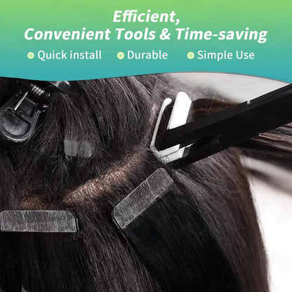 Professional Tape in Hair Extension Tools Kit – Stainless Steel Sealing Clamp, Hair Clips & Styling Tools (Black) Avelisse