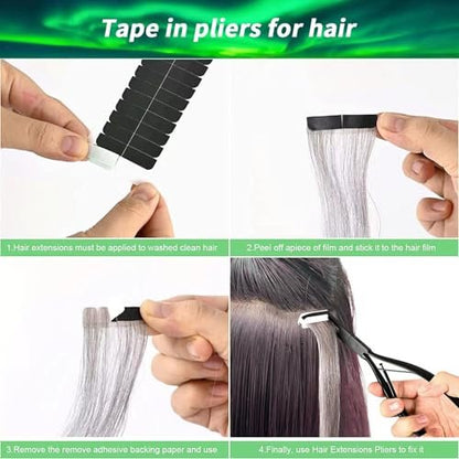 Professional Tape in Hair Extension Tools Kit – Stainless Steel Sealing Clamp, Hair Clips & Styling Tools (Black) Avelisse