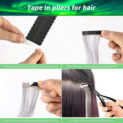 Professional Tape in Hair Extension Tools Kit – Stainless Steel Sealing Clamp, Hair Clips & Styling Tools (Black) Avelisse