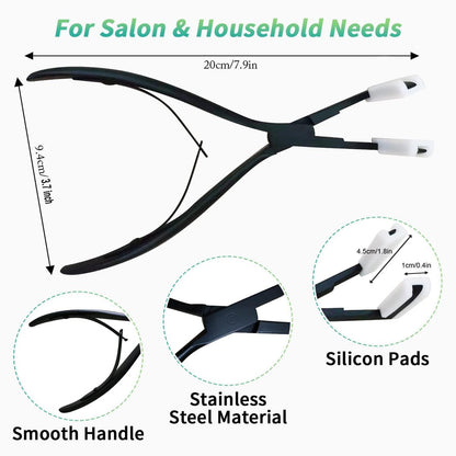 Professional Tape in Hair Extension Tools Kit – Stainless Steel Sealing Clamp, Hair Clips & Styling Tools (Black) Avelisse