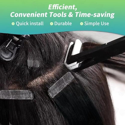 Professional Tape in Hair Extension Tools Kit – Stainless Steel Sealing Clamp, Hair Clips & Styling Tools (Black) Avelisse