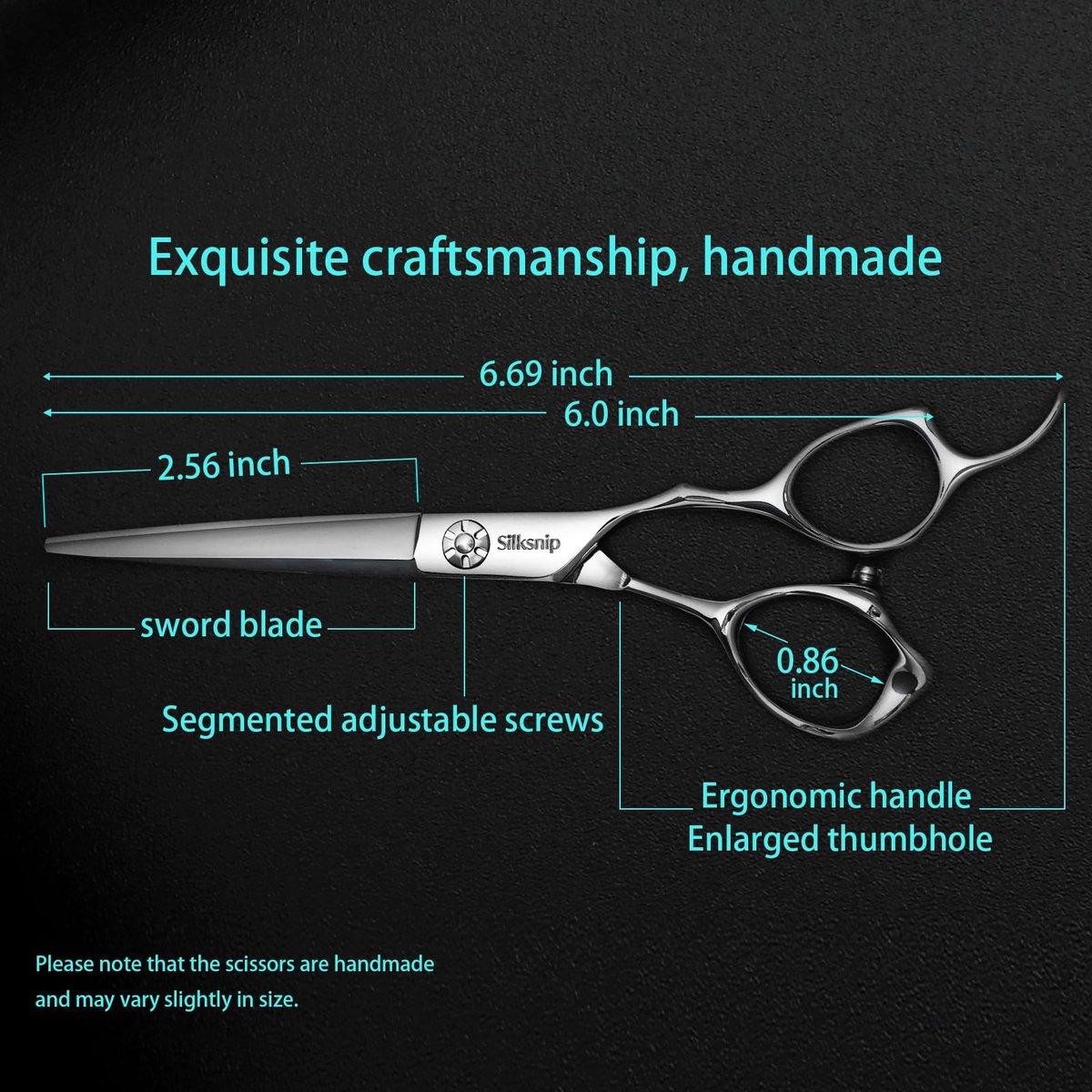Silksnip Hair Cutting Scissors Professional Barber Shears - Stainless Steel, 6.0 Inch, Ergonomic Design for Salon & Home Avelisse
