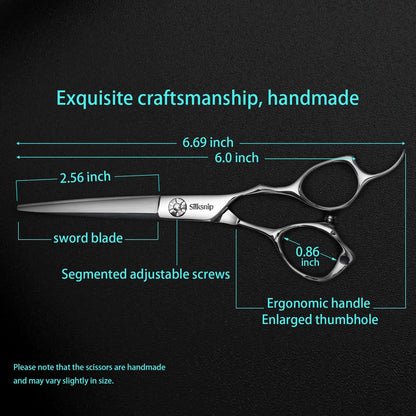 Silksnip Hair Cutting Scissors Professional Barber Shears - Stainless Steel, 6.0 Inch, Ergonomic Design for Salon & Home Avelisse
