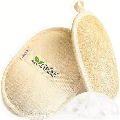 NileCart Loofah Pads - Natural Egyptian Luffa Sponges for Body Exfoliation, Pack of 2
