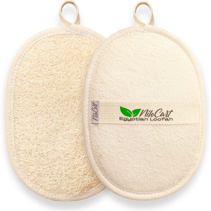 NileCart Loofah Pads - Natural Egyptian Luffa Sponges for Body Exfoliation, Pack of 2