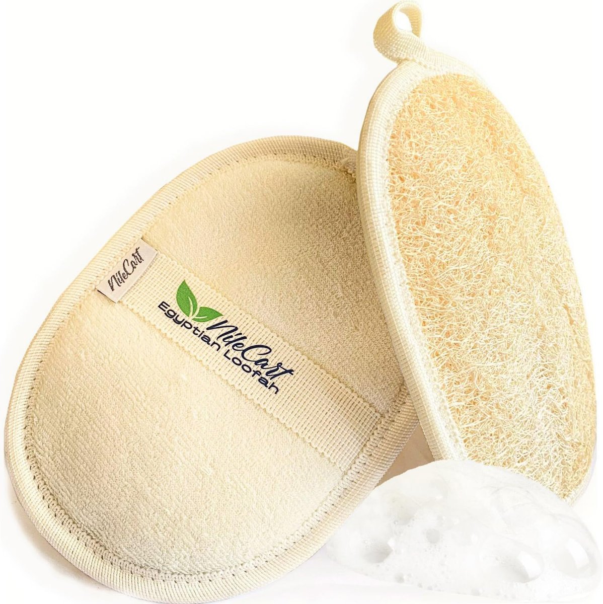 NileCart Loofah Pads - Natural Egyptian Luffa Sponges for Body Exfoliation, Pack of 2 - görsel 1