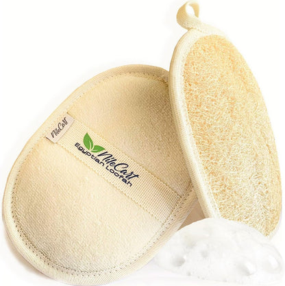 NileCart Loofah Pads - Natural Egyptian Luffa Sponges for Body Exfoliation, Pack of 2