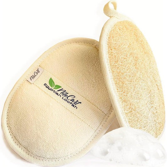 NileCart Loofah Pads - Natural Egyptian Luffa Sponges for Body Exfoliation, Pack of 2