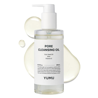 YUMU Coix Seed Deep Pore Cleansing Oil with Vitamin E & BHA – Gentle Makeup Remover & Blackhead Remover, No Oily Residue, Korean Skin Care, 6.76 fl oz Avelisse
