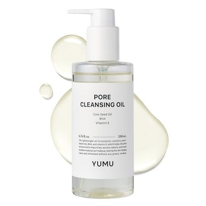 YUMU Coix Seed Deep Pore Cleansing Oil with Vitamin E & BHA – Gentle Makeup Remover & Blackhead Remover, No Oily Residue, Korean Skin Care, 6.76 fl oz Avelisse