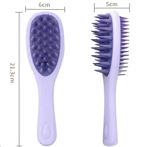KINTEGOOD Long Handle Hair Silicone Scalp Massage Brush - 2-in-1 Double-Sided Hair Comb Shampoo Brush (Purple) - görsel 12