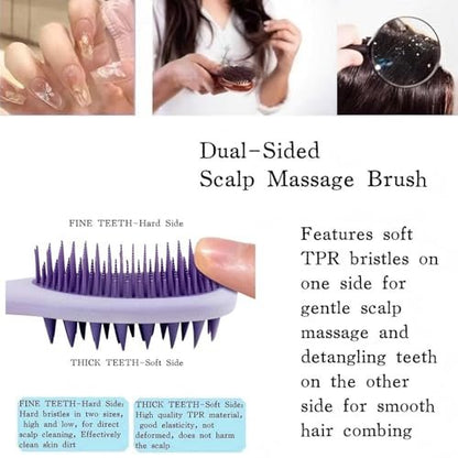 KINTEGOOD Long Handle Hair Silicone Scalp Massage Brush - 2-in-1 Double-Sided Hair Comb Shampoo Brush (Purple)