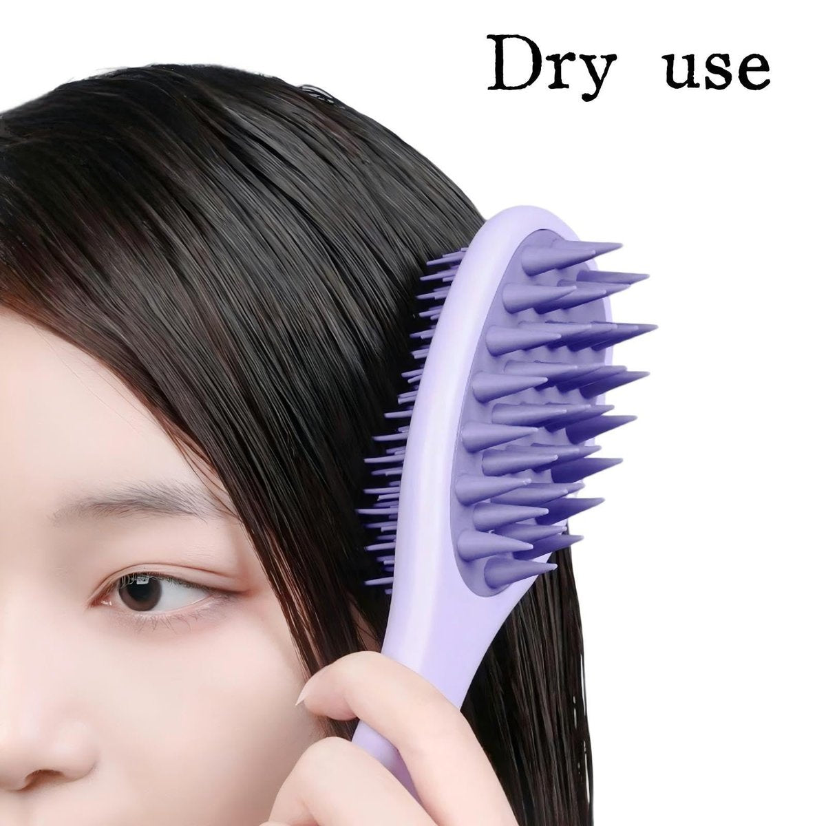 KINTEGOOD Long Handle Hair Silicone Scalp Massage Brush - 2-in-1 Double-Sided Hair Comb Shampoo Brush (Purple) - görsel 7