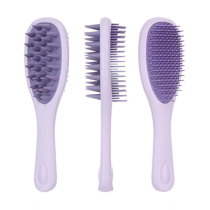 KINTEGOOD Long Handle Hair Silicone Scalp Massage Brush - 2-in-1 Double-Sided Hair Comb Shampoo Brush (Purple)