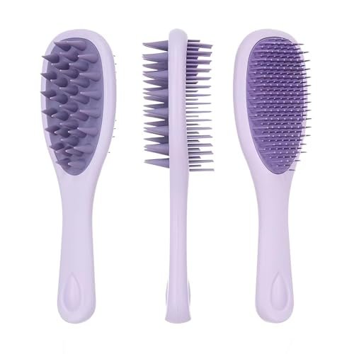 KINTEGOOD Long Handle Hair Silicone Scalp Massage Brush - 2-in-1 Double-Sided Hair Comb Shampoo Brush (Purple) - görsel 2