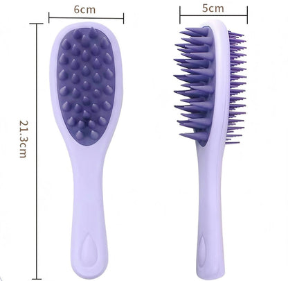 KINTEGOOD Long Handle Hair Silicone Scalp Massage Brush - 2-in-1 Double-Sided Hair Comb Shampoo Brush (Purple)