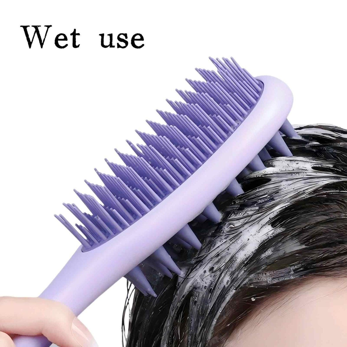 KINTEGOOD Long Handle Hair Silicone Scalp Massage Brush - 2-in-1 Double-Sided Hair Comb Shampoo Brush (Purple) - görsel 5