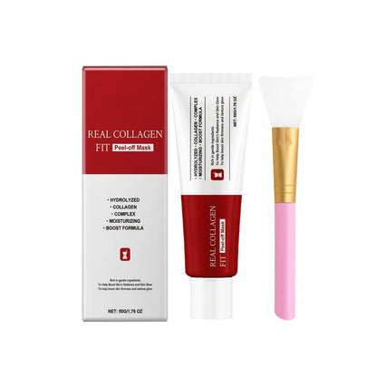 Fwind Real Collagen Fit Overnight Peel-Off Mask with Hyaluronic Acid & Turmeric - Deep Nourishing Sleeping Face Mask, 50g with Brush
