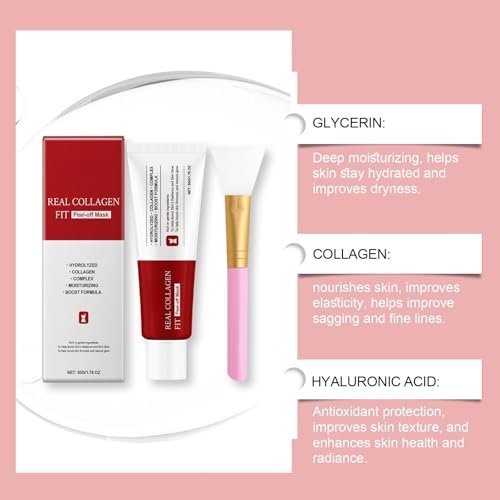 Fwind Real Collagen Fit Overnight Peel-Off Mask with Hyaluronic Acid & Turmeric - Deep Nourishing Sleeping Face Mask, 50g with Brush - görsel 4