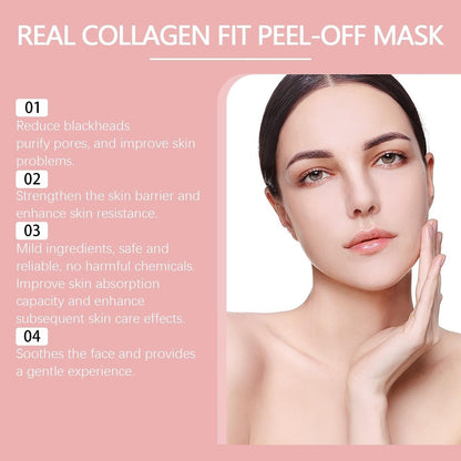 Fwind Real Collagen Fit Overnight Peel-Off Mask with Hyaluronic Acid & Turmeric - Deep Nourishing Sleeping Face Mask, 50g with Brush