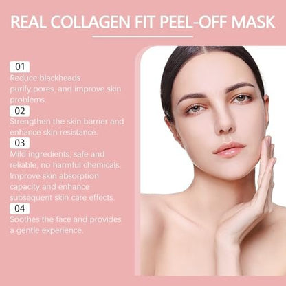 Fwind Real Collagen Fit Overnight Peel-Off Mask with Hyaluronic Acid & Turmeric - Deep Nourishing Sleeping Face Mask, 50g with Brush
