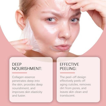 Fwind Real Collagen Fit Overnight Peel-Off Mask with Hyaluronic Acid & Turmeric - Deep Nourishing Sleeping Face Mask, 50g with Brush