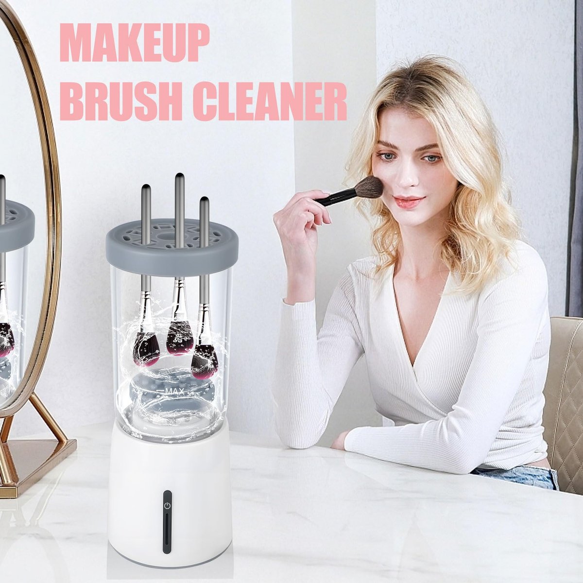 Electric Makeup Brush Cleaner - Automatic Cleaning Tool, IP65 Waterproof for Makeup Sponges and Brushes, Grey - görsel 15