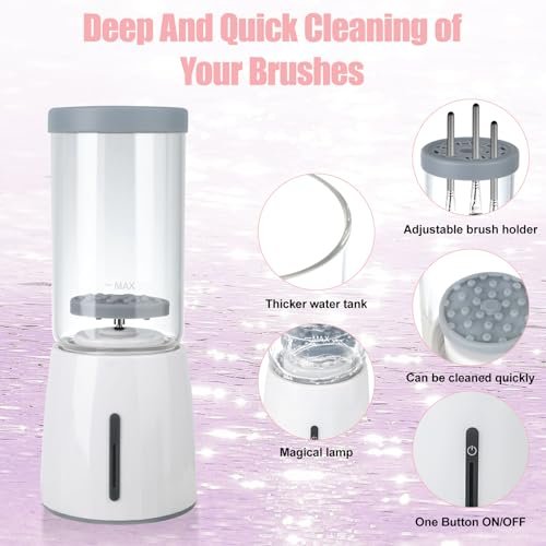 Electric Makeup Brush Cleaner - Automatic Cleaning Tool, IP65 Waterproof for Makeup Sponges and Brushes, Grey - görsel 8