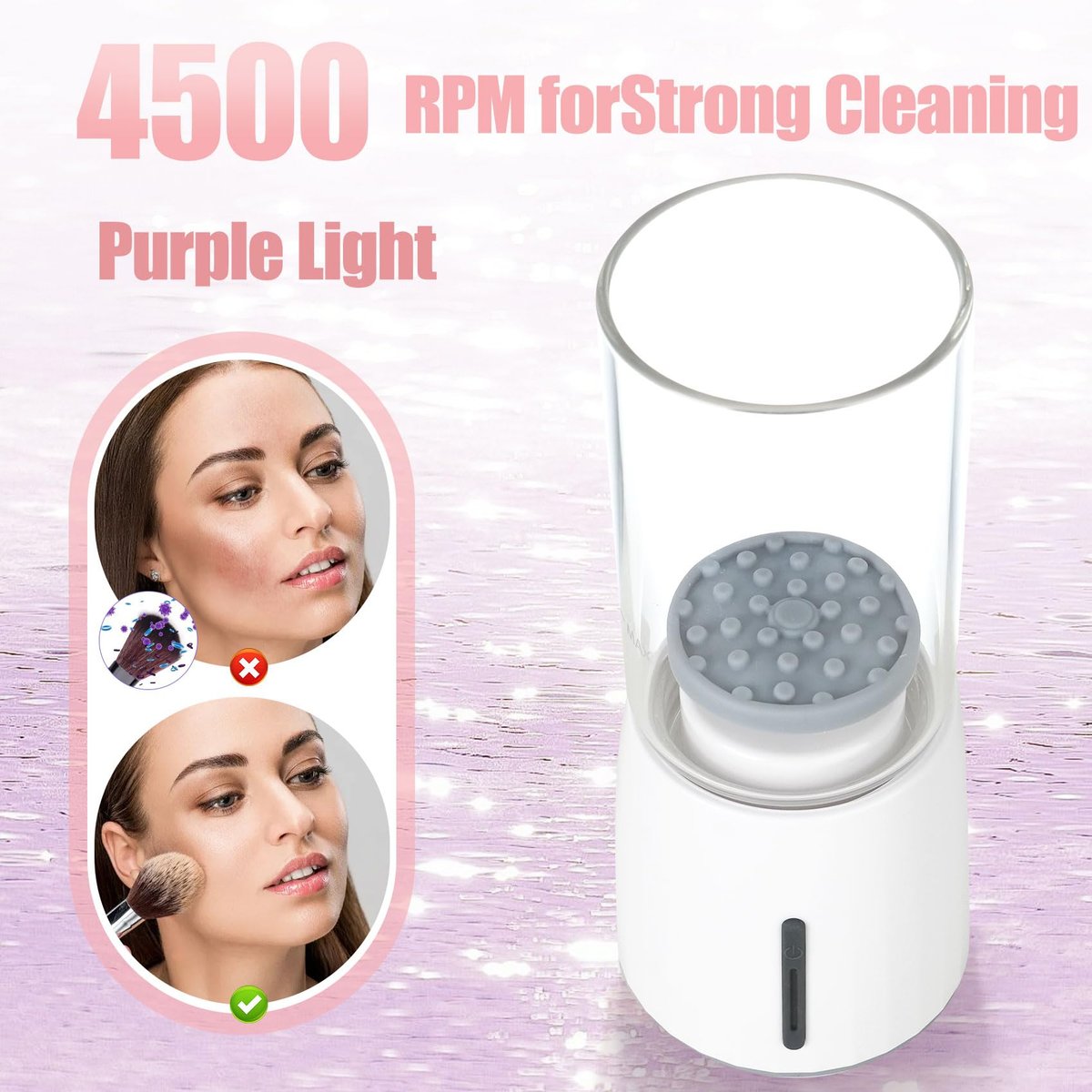 Electric Makeup Brush Cleaner - Automatic Cleaning Tool, IP65 Waterproof for Makeup Sponges and Brushes, Grey - görsel 3