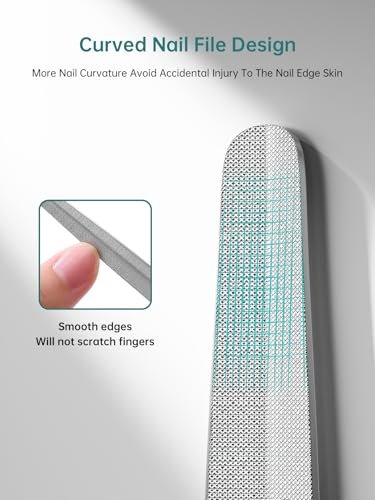 MR.GREEN Curved Nail File – Double-Sided Metal Nail File with Travel Case, Ergonomic Handle, Reusable Stainless Steel for Fingernails and Toenails Avelisse