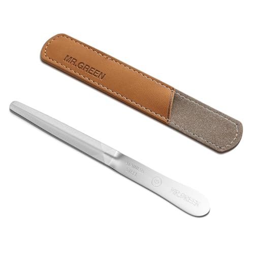 MR.GREEN Curved Nail File – Double-Sided Metal Nail File with Travel Case, Ergonomic Handle, Reusable Stainless Steel for Fingernails and Toenails Avelisse