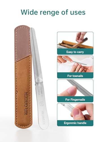 MR.GREEN Curved Nail File – Double-Sided Metal Nail File with Travel Case, Ergonomic Handle, Reusable Stainless Steel for Fingernails and Toenails Avelisse
