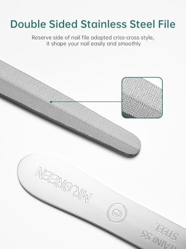 MR.GREEN Curved Nail File – Double-Sided Metal Nail File with Travel Case, Ergonomic Handle, Reusable Stainless Steel for Fingernails and Toenails Avelisse