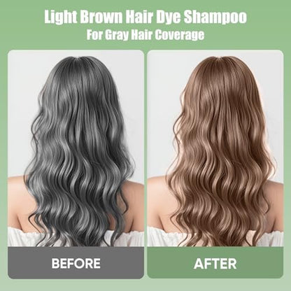 FARNDU Light Brown Hair Dye Shampoo 3 in 1 with Argan Oil – 10-15 Min Gray Coverage, Natural Instant Hair Color Shampoo for Women and Men, Ammonia & Paraben Free, Long-Lasting Up to 6 Months Avelisse