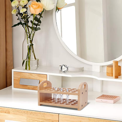 OLYCRAFT Wooden Rollerball Perfume Organizer - 24 Space Cosmetic Storage Display for Vanity & Dresser