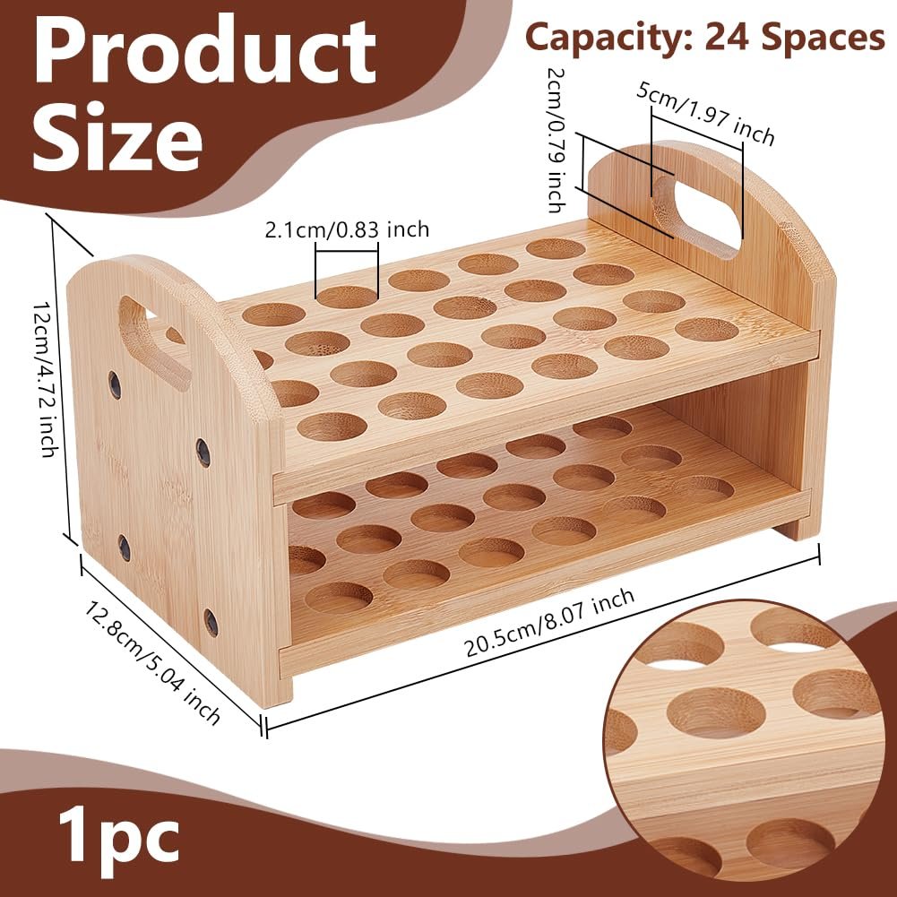 OLYCRAFT Wooden Rollerball Perfume Organizer - 24 Space Cosmetic Storage Display for Vanity & Dresser - görsel 3