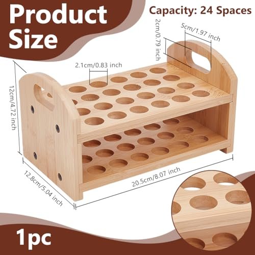 OLYCRAFT Wooden Rollerball Perfume Organizer - 24 Space Cosmetic Storage Display for Vanity & Dresser - görsel 4