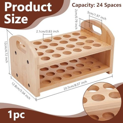 OLYCRAFT Wooden Rollerball Perfume Organizer - 24 Space Cosmetic Storage Display for Vanity & Dresser