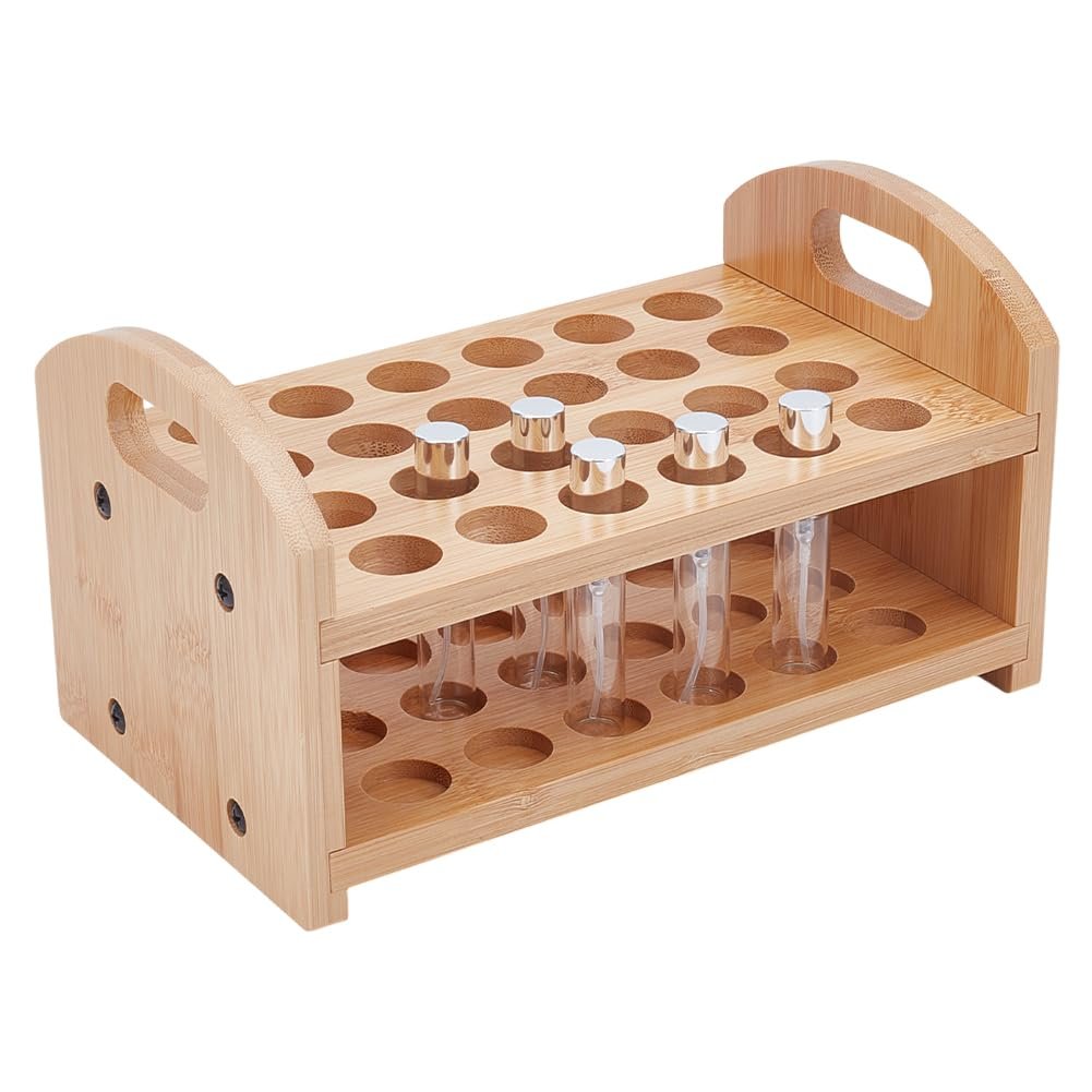 OLYCRAFT Wooden Rollerball Perfume Organizer - 24 Space Cosmetic Storage Display for Vanity & Dresser - görsel 1