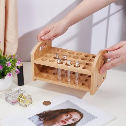 OLYCRAFT Wooden Rollerball Perfume Organizer - 24 Space Cosmetic Storage Display for Vanity & Dresser