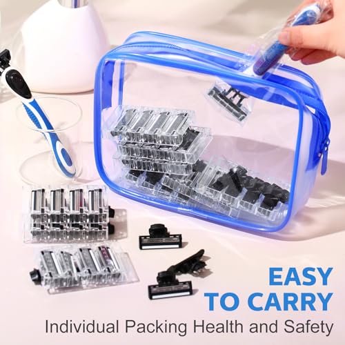 Lanties 50-Piece Refillable Three-Blade Disposable Razors for Men – Sensitive Skin Travel Shave Set with 2 Handles & 48 Cartridges Avelisse