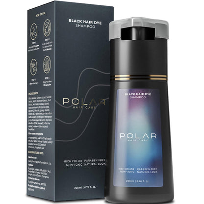 POLAR HAIR CARE Hair Dye Shampoo for Gray Hair – Jet Black, Semi-Permanent, Vegan, 6.76 Fl Oz Avelisse