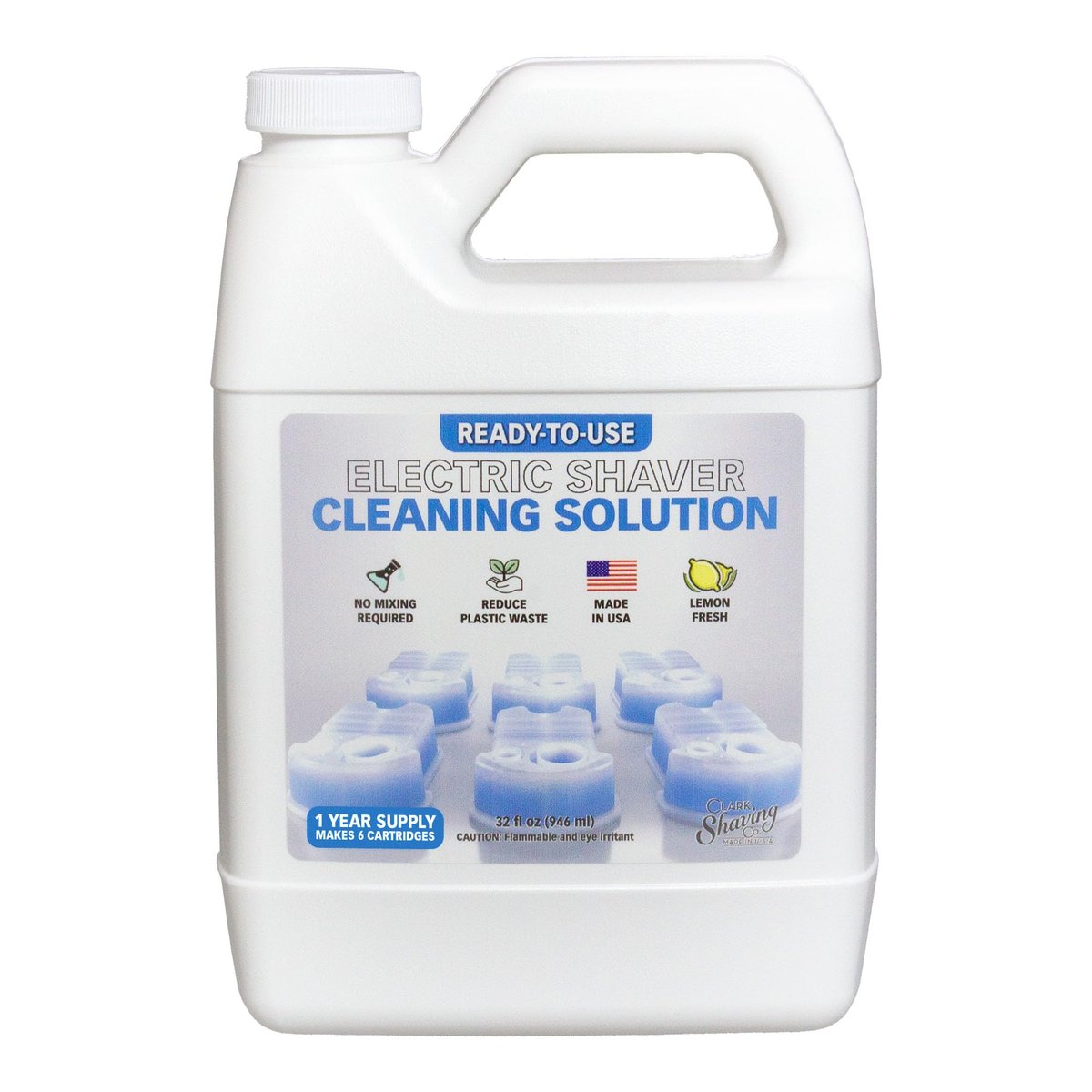 Clark Shaving Co. 32oz Shaver Cleaning Solution & Easy Refill - Compatible with Braun Clean & Renew - görsel 1